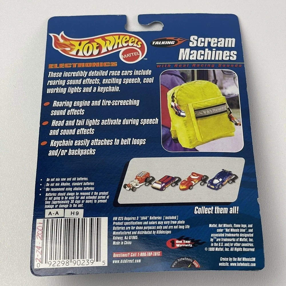 1999 Hot Wheels Keychain Talking Scream Machines Way 2 Fast Red Hot Rod